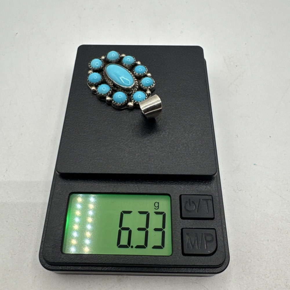 Vintage Southwestern Pendant Necklace Turquoise Sterling Silver Weighs 6.33g - Picture 5 of 5
